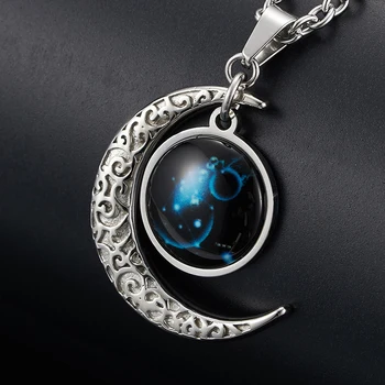 Luna colier barbati pandantive Zodiac sign12 constelație pandantiv din otel inoxidabil de sex masculin accesorii colier simplu de lanț colier