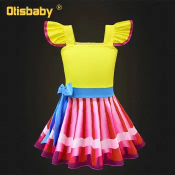 2-10Y Fancy Nancy Rainbow Fete Dungă Suspensor Rochie de Petrecere de Aniversare pentru Copii Rochie de Fată Drăguță Cosplay Colorate Balet Îmbrăcăminte