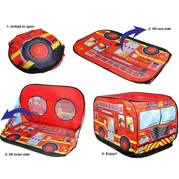 Pliabil Juca Cort Foc TruckPattern Interior /Exterior de joaca pentru Copii mici, Băieți și Fete