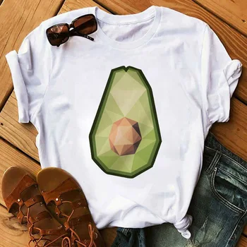 Kawaii Desene animate Avocado cu Maneci Scurte T-shirt Femei Casual Avocado Grafic Topuri Femei Tee de Vara Femei, tricouri, Topuri