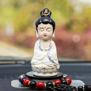 Avalokitesvara Bodhisattva Masina Decor Podoabă Ceramice Ornament Statuie A Lui Buddha De Automobile Buddha Tathagata Ksitigarbha Figurina