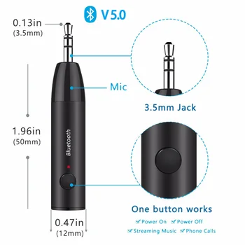 Bluetooth 5.0 Masina Mini Jack de 3,5 mm AUX Handsfree Stereo Muzică Receptor Audio Adaptor pentru Masina pentru Căști Difuzor