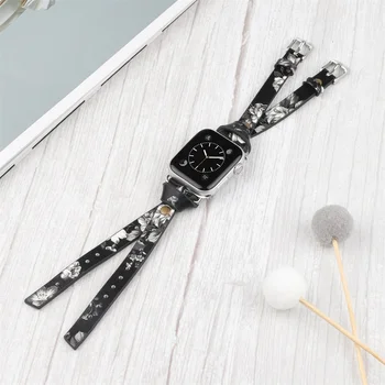 Toyouths Dublu Benzi de Piele pentru Apple Watch SE Femei Barbati din Piele Watchband 38mm/40mm/42mm/44mm Curele pentru iWatch 6 5 4 3 2 1