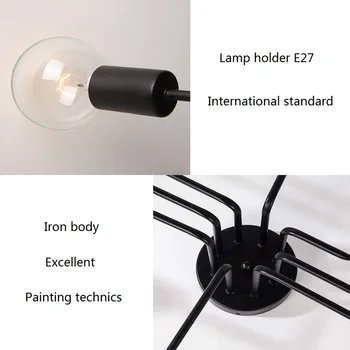 LED Candelabru Corpuri de Iluminat Lustre Vintage Lampă cu Led-uri Industriale, Bucătărie, Cameră de zi Negru Avize Moderne Plafonnier Lampă de Noapte