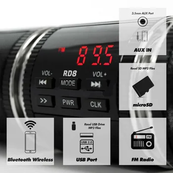 Ghidon Motocicleta Hi-Fi Bluetooth Music Player Mp3 Difuzor Difuzor Stereo Fm Radio Rezistent La Apa Suport Reglabil Audio Player