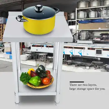 1buc Strat Dublu de Otel Inoxidabil Platforma de Operare de Masă 0,6 mm Stație de Lucru pentru introducerea bucătărie consumabile industriale banc de lucru