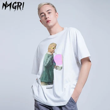 NAGRI Bărbați T-shirt de Vara tricou Maneca Scurta de Moda Casual, O-Neck Bumbac Print Hip-Hop Funny T-shirt de Sus Tees