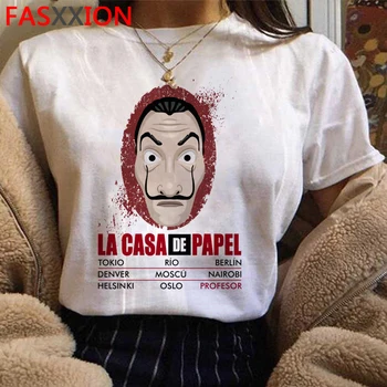 Design amuzant La Casa De Papel Tricou Femei Bani Jaf TV Seria T-shirt Bella Ciao Casa de Hârtie Tricou Hip Hop Topuri de sex Feminin