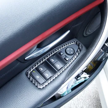 4buc Real Fibra de Carbon Interior Masina geamurilor Butonul Cadru Trim Autocolante Pentru BMW 3 4 Series F30 F35 2013-2019 Accesorii