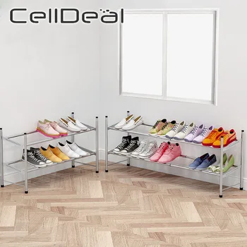 CellDeal 2 Straturi care pot fi Stivuite Reglabil 60-110cm din Oțel Inoxidabil suport Pantofi Pantofi de Depozitare Organizator de Pantofi Suportul Raft de Pantofi