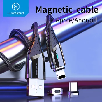 Hagibis Magnetic de Încărcare Cablu de Încărcare Rapidă USB de Tip C Cablu Magnet Încărcător Micro USB Cablu de Date Cablul de Sârmă Cablu de Telefon Mobil 3A