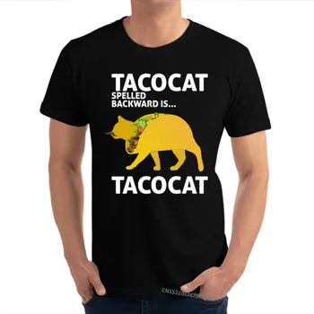 Tacocat Scris Invers Este Tacocat Taco Pisica 3D Imprimat Bumbac pentru Bărbați Camisas Topuri Tricou Personalizat Top T-shirt-uri de Înaltă Calitate