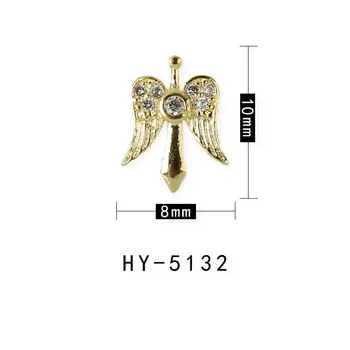 5pcs 3D arc/Angel/inel de fluture unghii bijuterii zircon lanț de unghii de lux cristal pandantiv de metal de unghii Decorarea unghiilor Farmece
