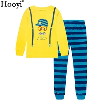 Hooyi 2018 Crocodil Baby Boy Pijamale, Haine Lungi Costume Dungă Albastră de Primăvară Copii PJ Somn Costum de Bumbac Pijamas T-Shirt, Pantaloni