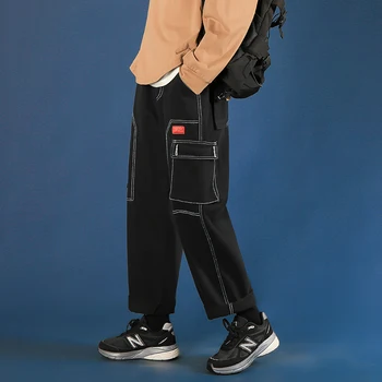 Toamna Blugi Largi Pantaloni pentru 2020 Bărbați Tendințe de Moda Negru Cargo Mens Pantaloni Largi Picior Pantaloni Denim Supradimensionate Harajuku Streetwear