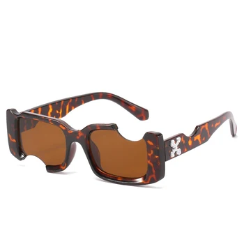 2021 Noua Moda Dreptunghi ochelari de Soare Femei Bărbați Vintage Distinctiv Cadru PC Leopard Degradeuri Lentile Negre Rece Logo-ul Tendință UV400