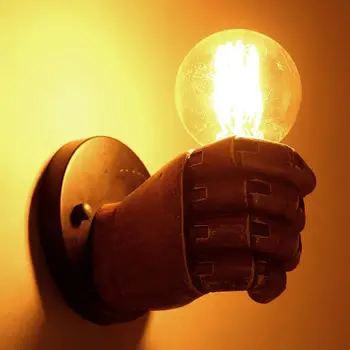 Retro mâna dreaptă pumn de rășină lampă de perete Loft industrial wind decor antic E27 lampă de perete șurub interfață