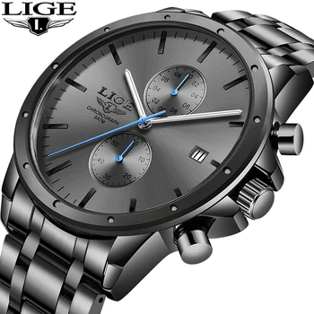 Noi LIGE Top Brand de Moda de Lux Mens Ceasuri din Oțel Inoxidabil Cronograf Cuarț Ceas Barbati Sport de sex Masculin Ceas Relogio Masculino