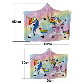 Moda Desene animate cu Unicorn Portabil Hanorac Pătură de Iarnă Moale Lână Cald lenjerie de Pat Tesatura Canapea Arunca Pătură 130*150/150*200cm