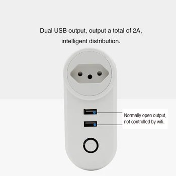 ACCKIP Brazilia WIFI Smart Plug Cu două Porturi USB de Sincronizare BR Socket Tuya APP Wireless Control Vocal Brazilia tomada brasil