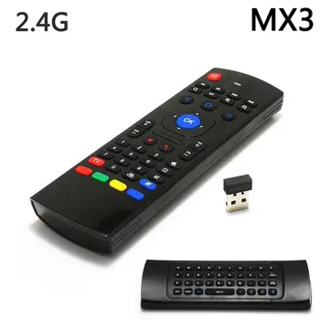 MX3 2.4 G Wireless Zbor Air Mouse Tastatură engleză 44 IR de Învățare Voce pentru Android Smart TV Box 30m de control de la Distanță cu Microfon