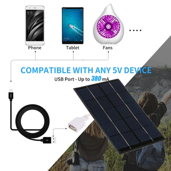 2.5 W 5V Panou Solar Cu USB Port siliciu Monocristalin Solar Compact Încărcător de Telefon Mobil Banca de Putere Încărcător Portabil