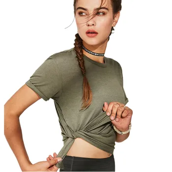 Sport Alergare Sport iute uscat Respirabil T-shirt Femei Fitness Yoga Haine Populare Noduri de Design cu Mânecă Scurtă T-shirt