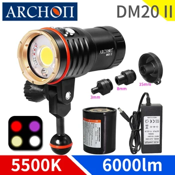 DM20 II 5200K max 6000lumen scufundări video si lumini la fața locului HD rosu UV foto umple lumini de lanternă lenjerie de 100m se arunca cu capul de iluminare lanterna