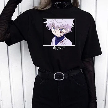 Hunter X Hunter Femei T-shirt Killua Harajuku Gotic Anime-ul Japonez de Distracție de Desene animate de Imprimare O-gât Casual Streetwear Femeie T-shirt