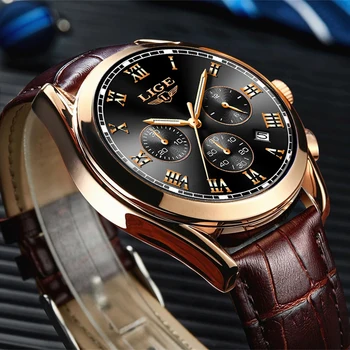 2020 LIGE Ceasuri Barbati Brand de ceasuri de Lux Pentru Bărbați Impermeabil Cuarț Cronograf Ceas Moda Ceas de mână din Piele+Cutie Reloj Hombre