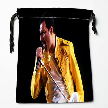 Personalizat Freddie Mercury Satin imprimat sac de depozitare cordon de pungi de cadouri Mai mult Dimensiunea de stocare personalizate imaginea 18*22cm