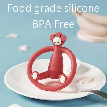 BC Sugarului 2in1 Animal Silicon Moale Teether Copilului Mesteca Stomatologice Periuta de dinti BPA Gratuit Copii Monkey Teether Jucării pentru Sugari de Mestecat