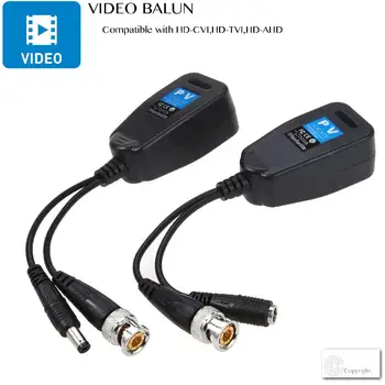 2 buc HD Coaxial, torsadat Transmițător Video de Alimentare 2 în 1 de Monitorizare a Cablului de Rețea la Adaptor BNC