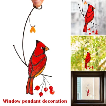 Cardinalul Pasăre Vitralii Ornament Epoxidice Ambarcațiuni Acasă Fereastră Decor Agățat de Ornament VJ-Drop