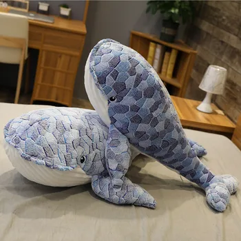 50-110cm Balena Albastra Jucărie de Pluș Animale Marine Jucării de Pluș Drăguț Moale Animale de Perna pentru Copii Copilul dimensiunea Gigant de Dormit Mate