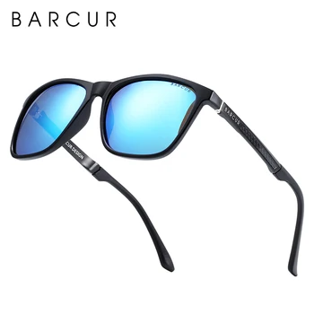 BARCUR Original Bărbați ochelari de Soare Polarizat Pătrat TR90, Cu Cadru de Aluminiu, Magneziu Temple de sex Masculin ochelari de Soare de Pescuit de Conducere Eyew
