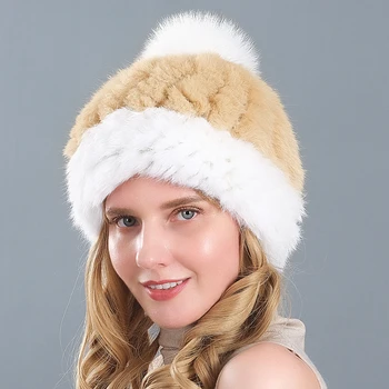 Primăvara Iarna Iepure Caciula de Blana pentru Femei Reale Blana de Iepure Capace Doamna calda Pălării Doamna Tricotate Blană Pălării Elastic