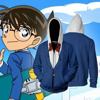Barbati Baieti Anime Detectiv Conan Cosplay Hanorac Cu Fermoar Cu Gluga Jachete De Moda Conan Haine, Jachete, Topuri Uniforme