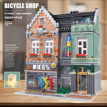 MOC 10004 Strada Jucării Compaitble Cu 15034 Magazin de Biciclete Model Blocuri de Asamblare Cărămizi Kituri Copii Cadouri de Craciun