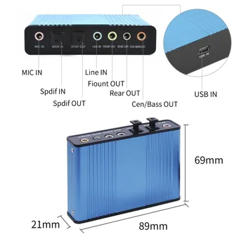 Extern 6-Canal 5.1 Audio placa de Sunet USB Adaptor Pentru Calculator Portabil Suporta 4 Canale, placa de Sunet de Până la 48KHz
