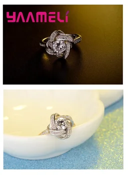 Coreeană Seturi de Bijuterii Strălucitoare de Argint 925 Austran Cristal Bijuterii de nuntă de Flori Pandantiv Colier Cercei Inel parure