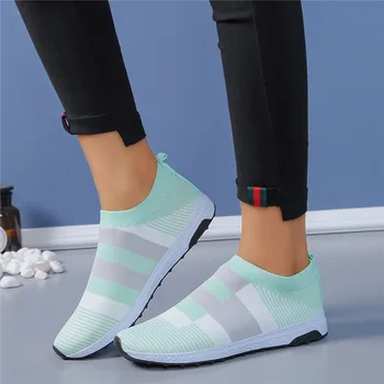 Femei Pantofi Casual Lumina Adidași ochiurilor de Plasă Respirabil de Vara tricotate Vulcanizat Pantofi în aer liber Slip-On Pantofi Ciorap Plus Dimensiune Tenis 43