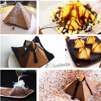 (3pcs/lot) Big 8.2*8.2*6cm aluminiu piramida ou tartă mucegai tiramisu matrite de ciocolata tort de matrite nu include cadru titular