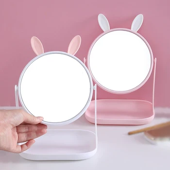 Pliabil Oglindă de Machiaj Fără Lumină LED-uri fără Oglindă Printesa Oglindă Drăguț urechi de iepure Masă de Birou Oglinda Cosmetica Oglindă