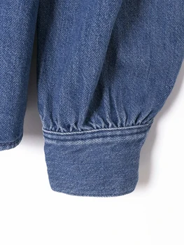 Vintage Pierde O de Gât Denim, Bluze de Femei de Moda, Volane, Camasi Femei Elegante cu Maneca Lunga Cămașă de jeans Topuri de sex Feminin Doamnelor blusas
