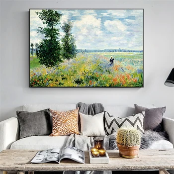 Imprimare Claude Monet Maci La Argenteui Pictură în Ulei Peisaj Postere și de Imprimare Arta de Perete pentru Camera de zi Decor Acasă (Fara Rama)