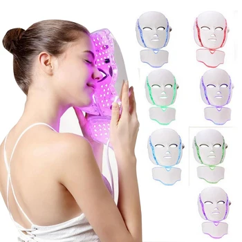 Frumusețea Foton cu LED Masca Faciala Terapie 7 Culoare Lumină de Îngrijire a Pielii Dispozitiv de Întinerire Rid Îndepărtarea Acnee Fata de Frumusete Spa Mașină