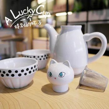 OUSSIRRO Ceainic Ceramic Ceașcă de ceai Set de Cat de Simplu Set de Ceai din Oțel Inoxidabil Filtru L2083