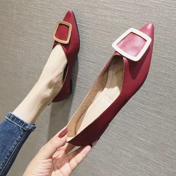 2020 Primavara Toamna mai Noi Femeile Apartamente Pantofi de Moda a Subliniat Toe Femei Balerini Moi Doamnelor de Muncă Unic Pantofi Încălțăminte Roșie