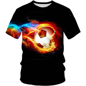2020 de Vară pentru Copii de Moda 3D T-shirt Amuzant Foc de Fotbal Imprimare Băieți Fete tricou Copii Cool Tricouri 4-12 Ani Topuri
